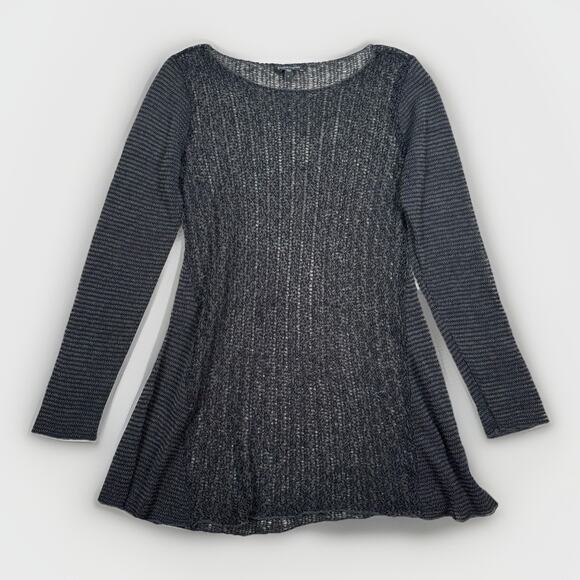 Eileen Fisher Womens Long Sleeve Open Knit Metallic Tunic Sweater Size Small - Picture 1 of 7
